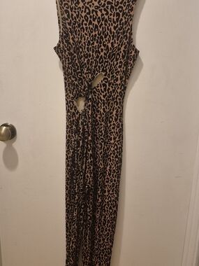 Naked Wardrobe Leopard Print Jumpsuit - Camel/Black